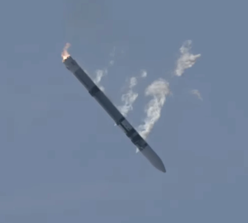 Isar Aerospace’s Spectrum rocket failing the “pointy end up” check during its first IFT.