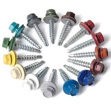 image: a circle of flange-head external hex screws that have their heads painted different colors